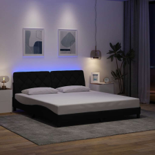 vidaXL fekete szövet ágykeret LED-es matrac nélkül 180 x 200 cm ágy és ágykellék