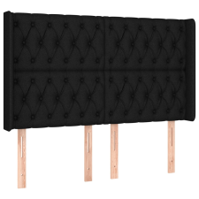 vidaXL fekete szövet fejtámla szárnyakkal 163x16x118/128 cm (3119924) ágy és ágykellék