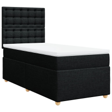 vidaXL fekete szövet rugós ágy matraccal 100 x 200 cm (3291207) ágy és ágykellék