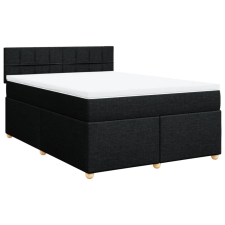 vidaXL fekete szövet rugós ágy matraccal 140 x 190 cm (3286677) ágy és ágykellék