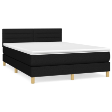 vidaXL fekete szövet rugós ágy matraccal 140 x 200 cm (3140699) ágy és ágykellék