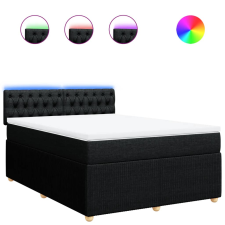 vidaXL fekete szövet rugós ágy matraccal 140 x 200 cm (3289788) ágy és ágykellék
