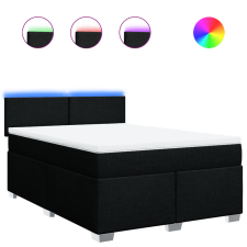 vidaXL fekete szövet rugós ágy matraccal 160x200 cm (3288234) ágy és ágykellék