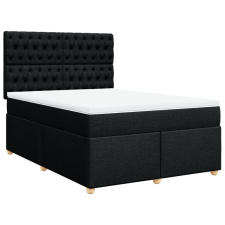 vidaXL fekete szövet rugós ágy matraccal 160x200 cm (3291340) ágy és ágykellék