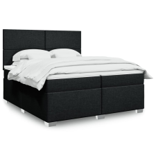 vidaXL fekete szövet rugós ágy matraccal 200 x 200 cm ágy és ágykellék