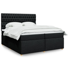 vidaXL fekete szövet rugós ágy matraccal 200 x 200 cm ágy és ágykellék