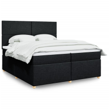 vidaXL fekete szövet rugós ágy matraccal 200 x 200 cm ágy és ágykellék