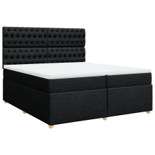 vidaXL fekete szövet rugós ágy matraccal 200 x 200 cm (3291396) ágy és ágykellék