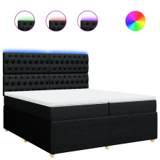 vidaXL fekete szövet rugós ágy matraccal 200 x 200 cm (3294472) ágy és ágykellék