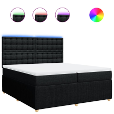 vidaXL fekete szövet rugós ágy matraccal 200 x 200 cm (3294479) ágy és ágykellék