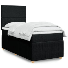 vidaXL fekete szövet rugós ágy matraccal 90x190 cm ágy és ágykellék