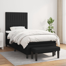 vidaXL fekete szövet rugós ágy matraccal 90x190 cm ágy és ágykellék