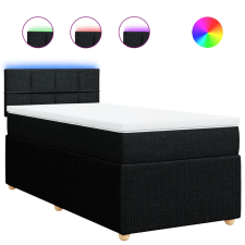 vidaXL fekete szövet rugós ágy matraccal 90x190 cm (3289613) ágy és ágykellék