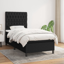 vidaXL fekete szövet rugós ágy matraccal 90x200 cm ágy és ágykellék