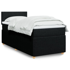 vidaXL fekete szövet rugós ágy matraccal 90x200 cm ágy és ágykellék