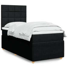 vidaXL fekete szövet rugós ágy matraccal 90x200 cm ágy és ágykellék