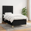 vidaXL fekete szövet rugós ágy matraccal 90x200 cm