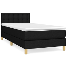 vidaXL fekete szövet rugós ágy matraccal 90x200 cm (3140907) ágy és ágykellék