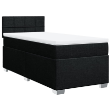 vidaXL fekete szövet rugós ágy matraccal 90x200 cm (3285773) ágy és ágykellék