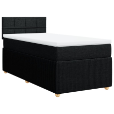 vidaXL fekete szövet rugós ágy matraccal 90x200 cm (3287341) ágy és ágykellék