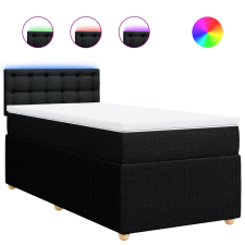 vidaXL fekete szövet rugós ágy matraccal 90x200 cm (3289655) ágy és ágykellék