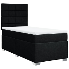 vidaXL fekete szövet rugós ágy matraccal 90x200 cm (3290373) ágy és ágykellék