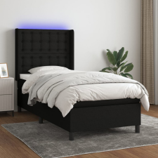 vidaXL fekete szövet rugós és LED-es ágy matraccal 100x200 cm ágy és ágykellék