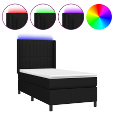 vidaXL fekete szövet rugós és LED-es ágy matraccal 100x200 cm (3138455) ágy és ágykellék