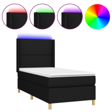 vidaXL fekete szövet rugós és LED-es ágy matraccal 100x200 cm (3138775) ágy és ágykellék