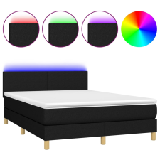 vidaXL fekete szövet rugós és LED-es ágy matraccal 140x190 cm (3133551) ágy és ágykellék