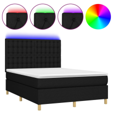 vidaXL fekete szövet rugós és LED-es ágy matraccal 140x190 cm (3135751) ágy és ágykellék