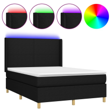 vidaXL fekete szövet rugós és LED-es ágy matraccal 140x190 cm (3138711) ágy és ágykellék