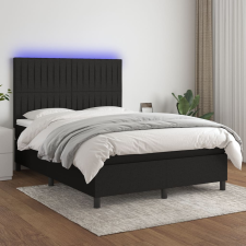 vidaXL fekete szövet rugós és LED-es ágy matraccal 140x200 cm ágy és ágykellék