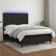 vidaXL fekete szövet rugós és LED-es ágy matraccal 140x200 cm ágy és ágykellék