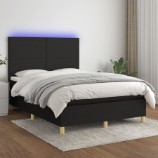 vidaXL fekete szövet rugós és LED-es ágy matraccal 140x200 cm ágy és ágykellék
