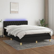 vidaXL fekete szövet rugós és LED-es ágy matraccal 140x200 cm ágy és ágykellék