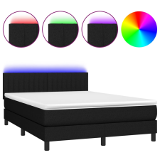 vidaXL fekete szövet rugós és LED-es ágy matraccal 140x200 cm (3133319) ágy és ágykellék