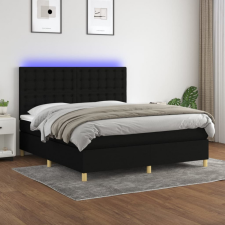 vidaXL Fekete szövet rugós és LED-es ágy matraccal 160x200 cm ágy és ágykellék