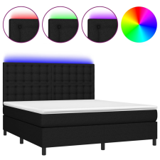 vidaXL fekete szövet rugós és LED-es ágy matraccal 160x200 cm (3135207) ágy és ágykellék