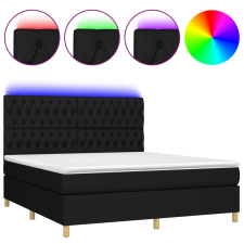 vidaXL fekete szövet rugós és LED-es ágy matraccal 160x200 cm (3135687) ágy és ágykellék