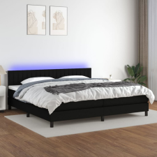 vidaXL fekete szövet rugós és LED-es ágy matraccal 200x200 cm ágy és ágykellék