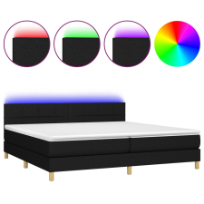 vidaXL fekete szövet rugós és LED-es ágy matraccal 200x200 cm (3133743) ágy és ágykellék