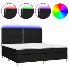 vidaXL fekete szövet rugós és LED-es ágy matraccal 200x200 cm (3135383) ágy és ágykellék