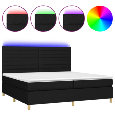 vidaXL fekete szövet rugós és LED-es ágy matraccal 200x200 cm (3135543) ágy és ágykellék