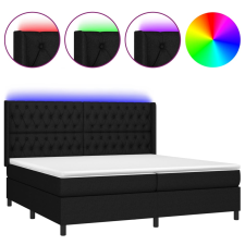 vidaXL fekete szövet rugós és LED-es ágy matraccal 200x200 cm (3138583) ágy és ágykellék
