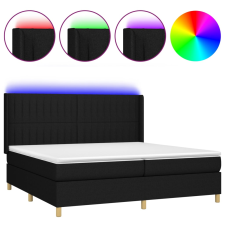 vidaXL fekete szövet rugós és LED-es ágy matraccal 200x200 cm (3139063) ágy és ágykellék