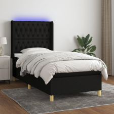 vidaXL fekete szövet rugós és LED-es ágy matraccal 90x190 cm ágy és ágykellék