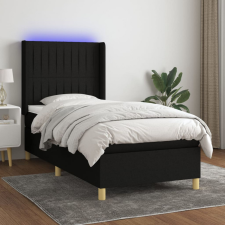 vidaXL fekete szövet rugós és LED-es ágy matraccal 90x190 cm ágy és ágykellék