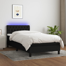vidaXL fekete szövet rugós és LED-es ágy matraccal 90x190 cm ágy és ágykellék