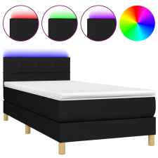 vidaXL fekete szövet rugós és LED-es ágy matraccal 90x190 cm (3133679) ágy és ágykellék